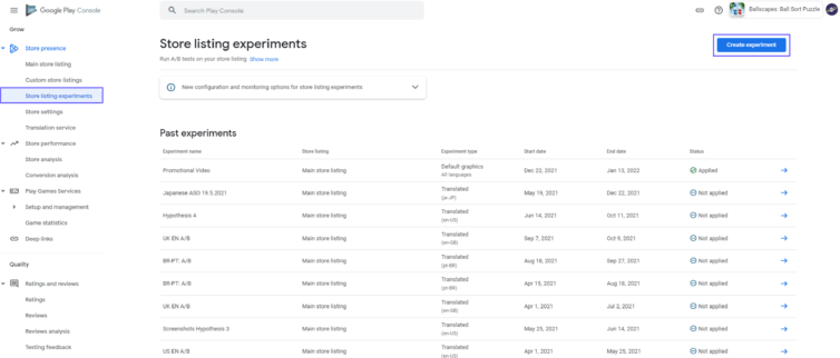 Store Listing Experiments trên Google Play
