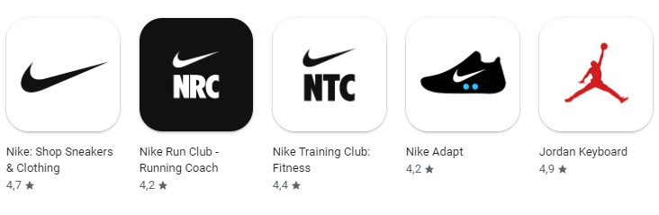 Các biểu tượng ứng dụng của Nike