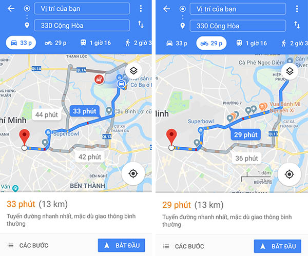 Tính năng hỗ trợ chỉ đường, tìm tuyến đường và điều hướng xe máy trên Google Maps dựa trên AI và ML