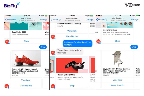 Shopping Chatbot của thương hiệu Ebay