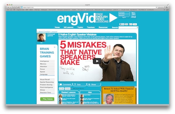 Trang web học tiếng anh online EngVid