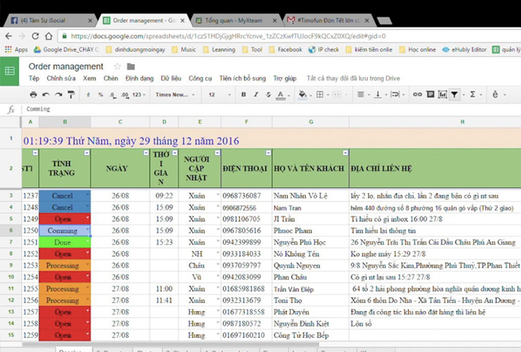 Mẫu file quản lý đơn hàng bằng Excel hoàn chỉnh