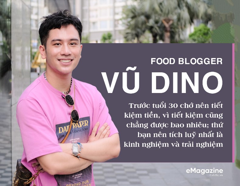 Vũ DINO làm một food blogger chuyên nghiệp, chia sẻ nhiều kiến thức ẩm thực giá trị trong các video chất lượng