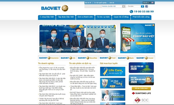 mẫu thiết kế website công ty bảo hiểm bảo Việt