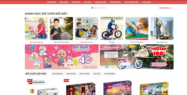 Mẫu thiết kế website đồ chơi trẻ em online ấn tượng