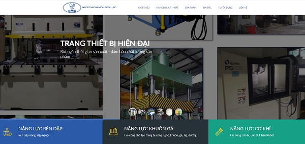 mẫu thiết kế website cơ khí, máy móc công nghiệp hiện đại