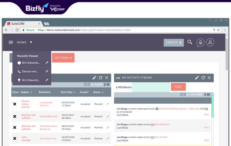 Phần mềm crm mã nguồn mở SuitCRM có giao diện thân thiện và dễ dùng