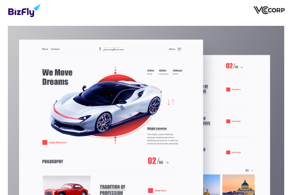 Các mẫu thiết kế web bán ô tô nổi bật tại Bizfly