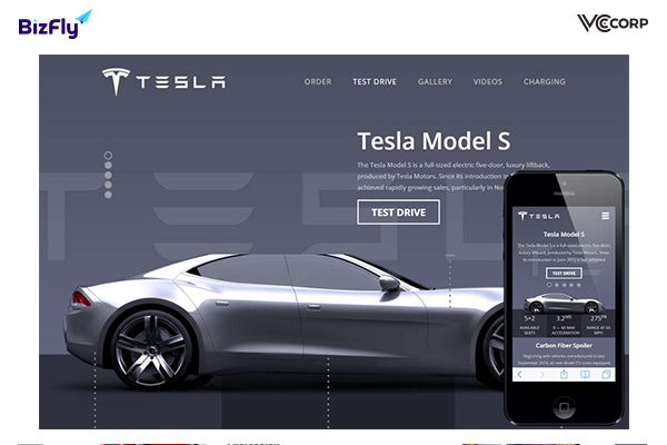 Mẫu thiết kế website bán ô tô Tesla