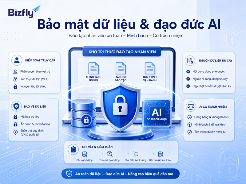 Bảo mật và phân quyền dữ liệu là điều kiện cần khi đưa AI vào hệ thống đào tạo nội bộ.