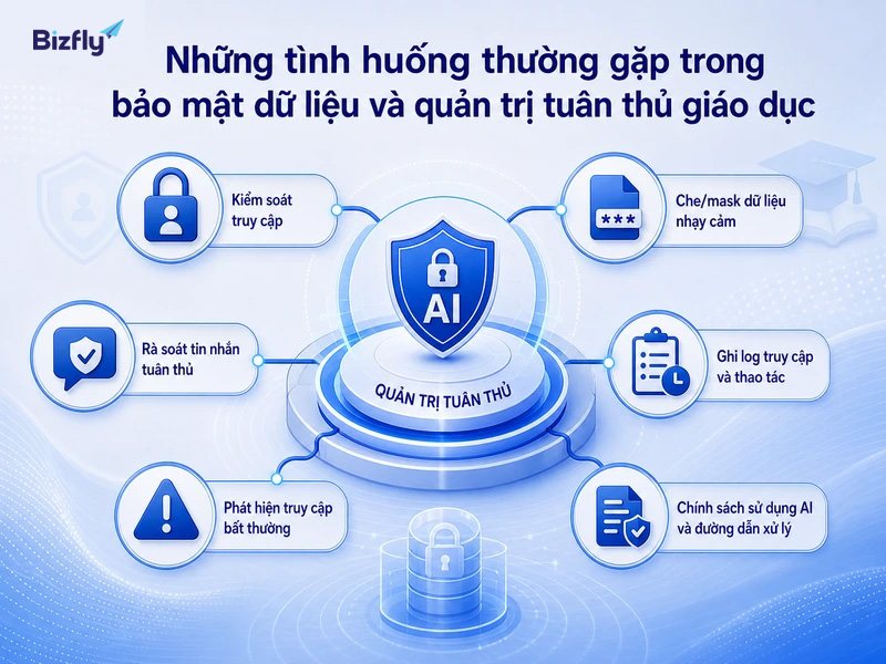 Các tình huống thường gặp gồm phân quyền, ẩn dữ liệu nhạy cảm, rà soát nội dung và phát hiện truy cập bất thường.