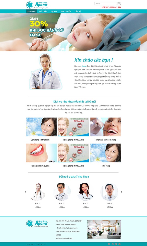Mẫu thiết kế website nha khoa, phòng khám răng hiện đại