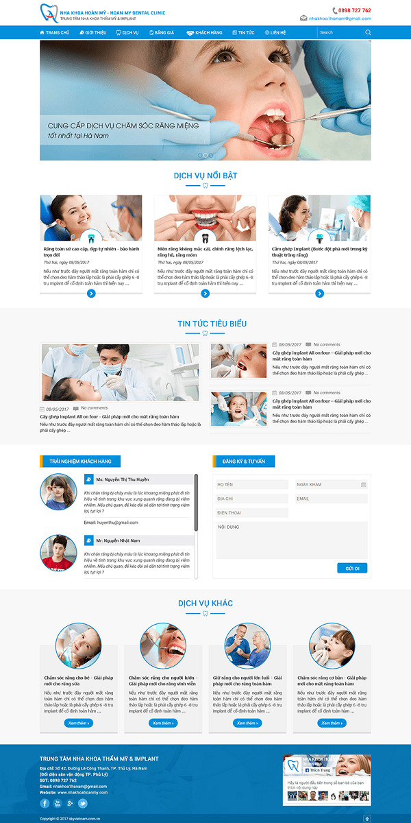Mẫu thiết kế website nha khoa, phòng khám răng miệng hiện đại
