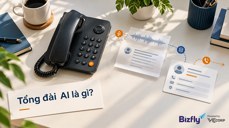 Mô hình tổng đài AI kết nối điện thoại, nhận diện giọng nói và dữ liệu CRM